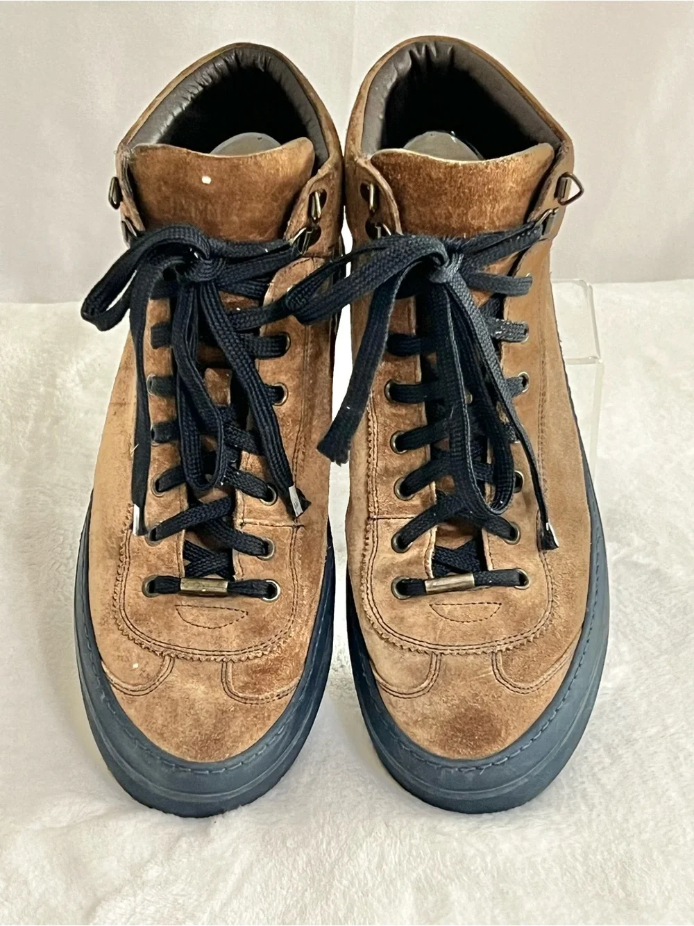 JIMMY CHOO Brown Black Suede Lace Up High Top Men's Sneakers Size 43 EU, US 10